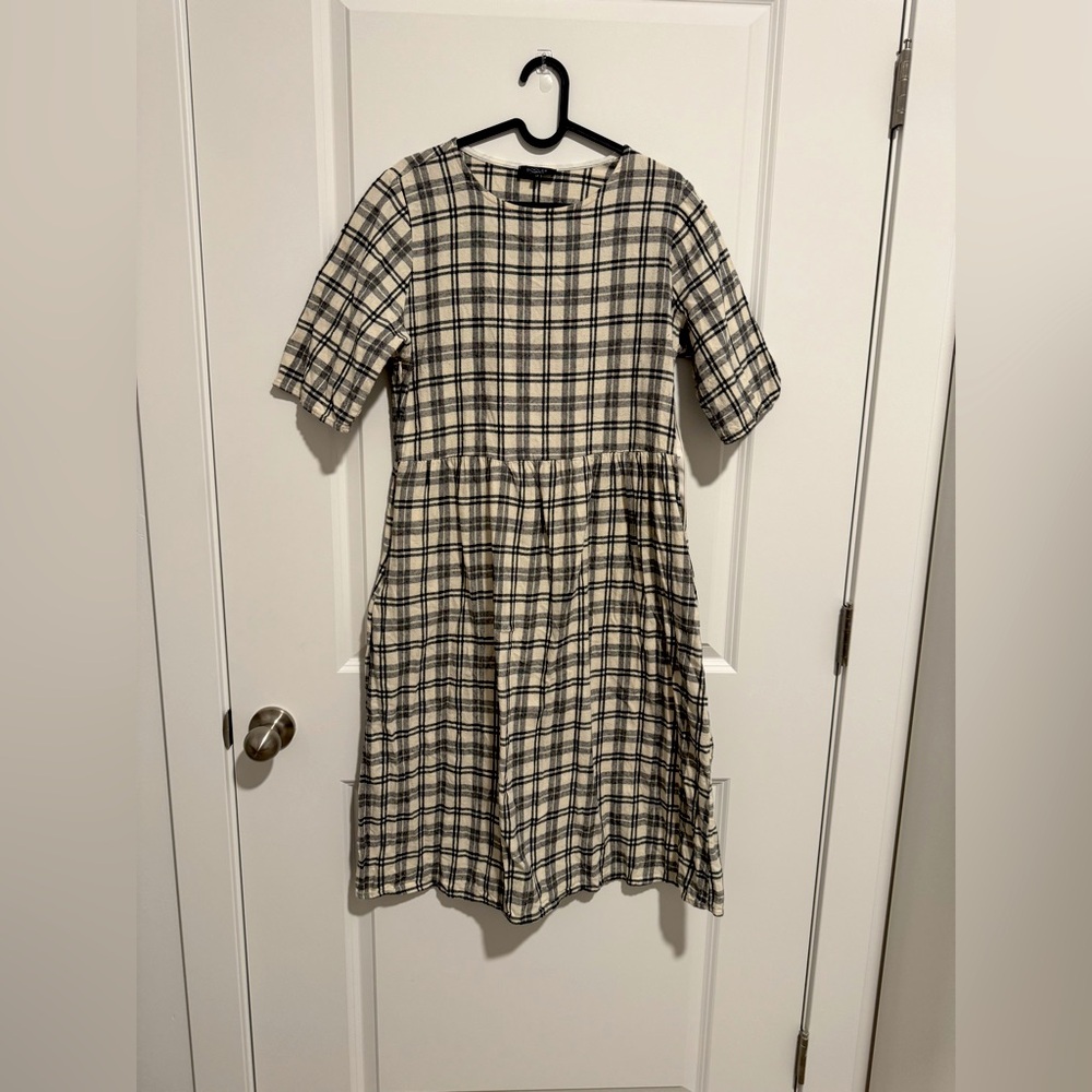 Roolee | Plaid Midi Dress | Like New | Black & White | Size M